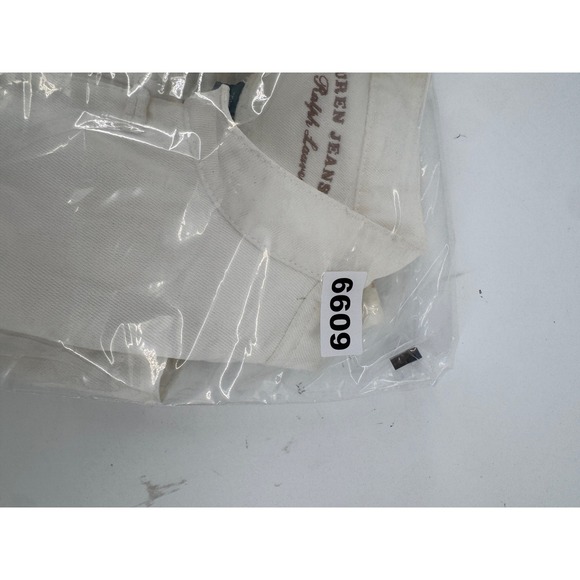 Lauren Jeans Co Lauren Denim Jacket Medium White Mandarin Collar Frog Button - Picture 16 of 16